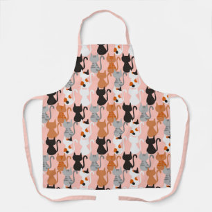 Cute Cat Pattern On Blush Pink Apron