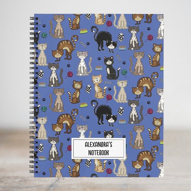 Cute Cat Pattern Personalised  Notebook (Creator Uploaded)