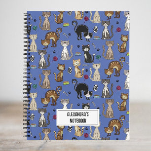 Cute Cat Pattern Personalized Notebook