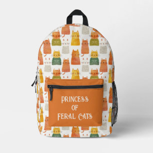 Cute Cat Pattern Princess of Feral Cats Custom Printed Backpack