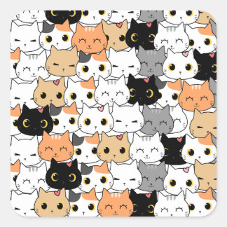 Cute cat pattern square sticker