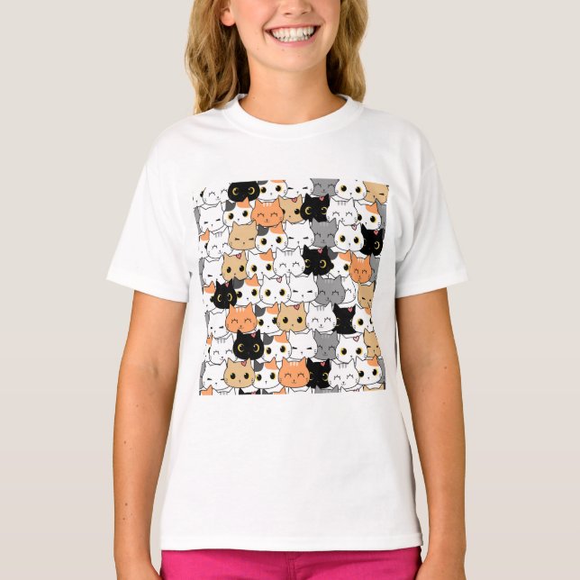 Cute cat pattern  T-Shirt (Front)