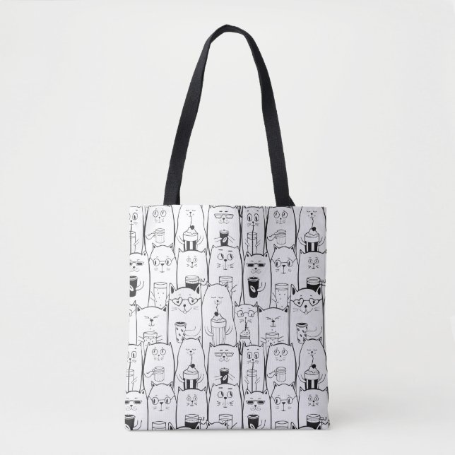 Cute Cat Pattern Tote Bag (Front)