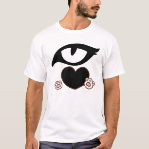 Cute Cat Paw Heart with Kawaii Eyes T-Shirt
