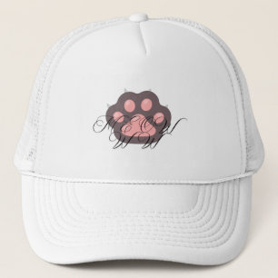  Cute Cat Paw "MEOW" Calligraphy – Adorable Kitty  Trucker Hat