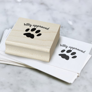 Cute Cat Paw Print Kitty Approved Rubber Stamp
