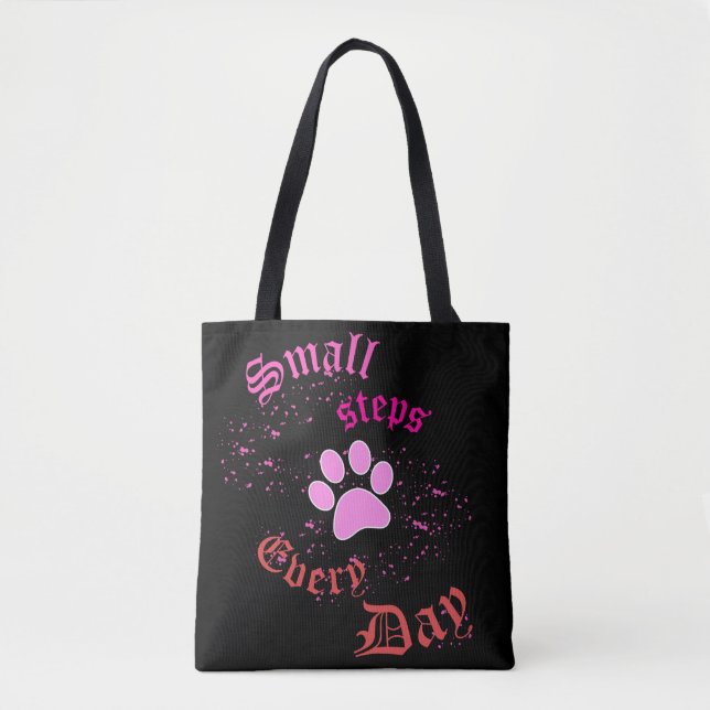 Cute Cat Paw Tote | Small Steps Every Day Bag (Front)