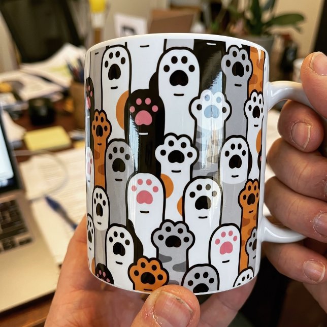 Cute Cat Paws Pattern Kitty Toe Beans Kawaii Coffee Mug (Creator Uploaded)