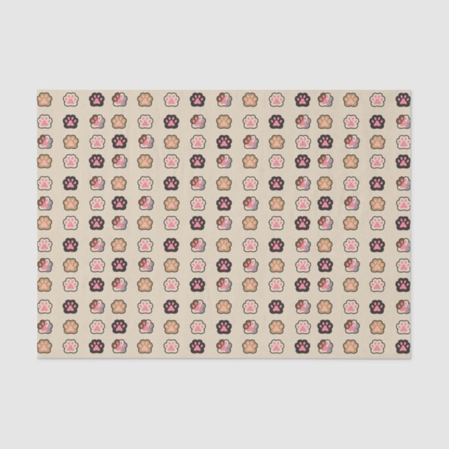 Cute Cat Paws Pattern Tissue Paper (Front)