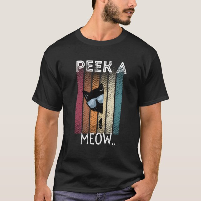 Cute Cat Peek A Meow T-Shirt (Front)