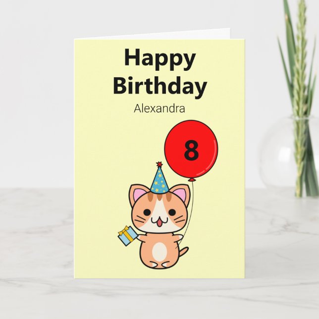 Cute Cat Personalised Birthday Card (Front)