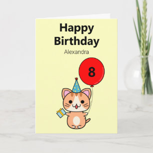 Cute Cat Personalised Birthday Card
