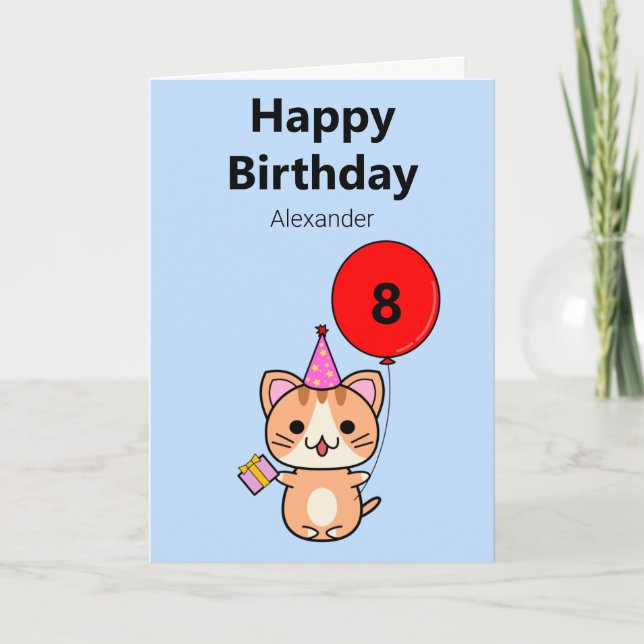 Cute Cat Personalised Birthday Card (Front)