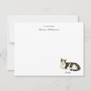 Cute cat personalised flat note card