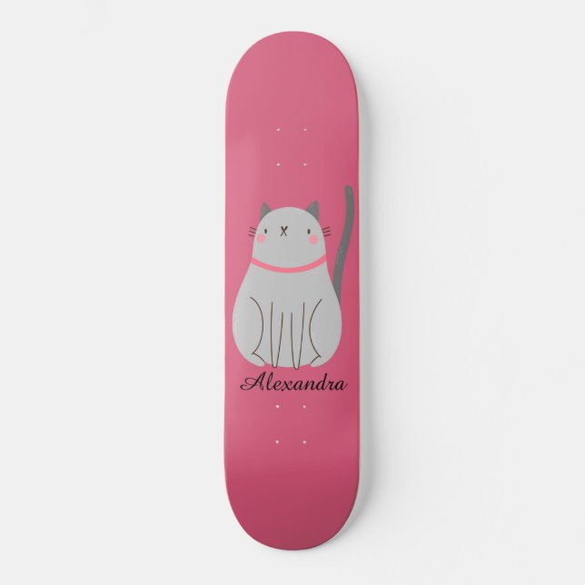 Cute Cat Personalised  Skateboard (Front)