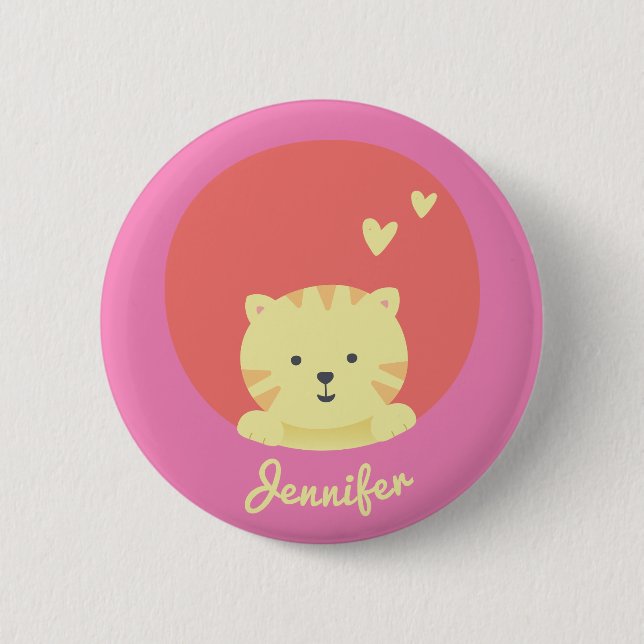 Cute Cat - Personalized Girls  Button (Front)