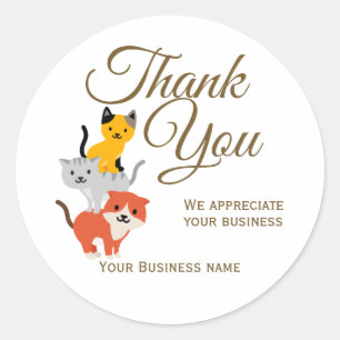 Cute Cat Pet Business Thank You Classic Round Sticker