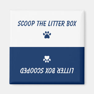 Cute Cat Pet Paw Prints Navy Blue Reversible Magnet