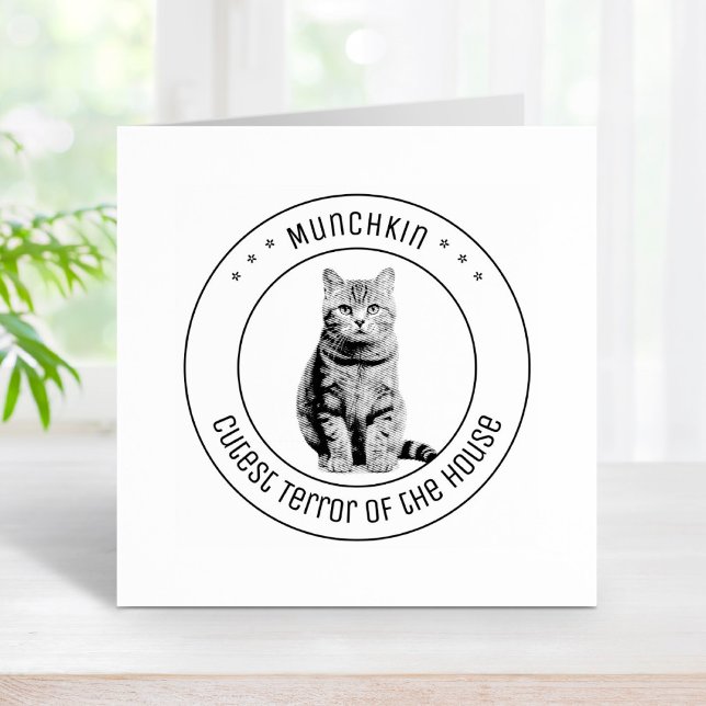 Cute Cat Pet Photo Round Rubber Stamp (Creator Uploaded)