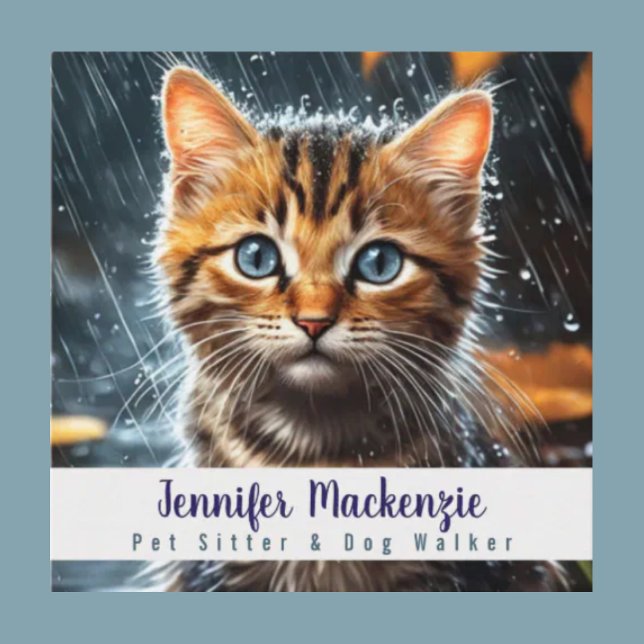 Cute Cat Pet Sitter and Dog Walker Square Business Card (Creator Uploaded)
