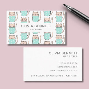 Cute Cat Pet Sitter Business Card