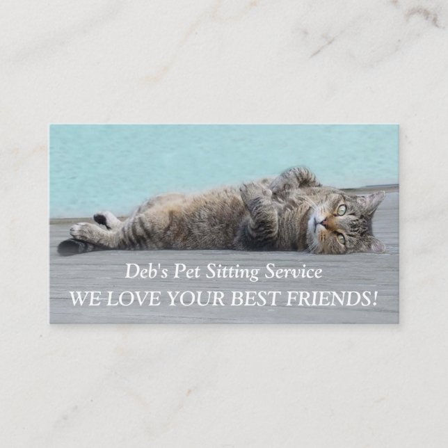 Cute Cat Pet Sitting Animal Professional Business Card (Front)