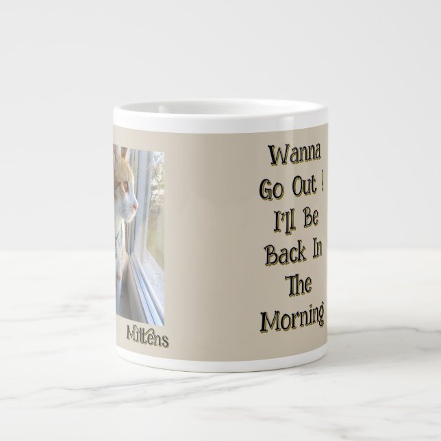 Cute Cat , Photo And Name Customisable, Funny Text Large Coffee Mug (Front)