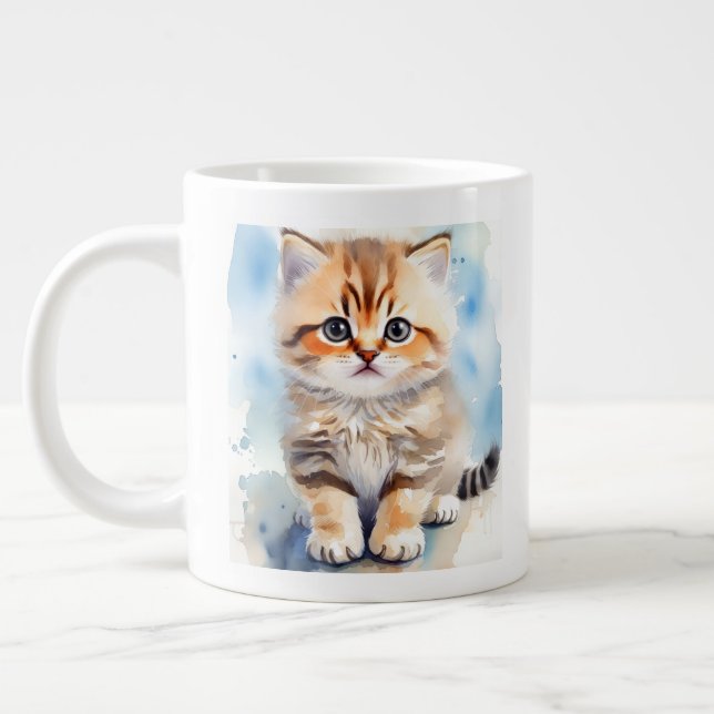 Cute Cat Photo Large Coffee Mug (Left)