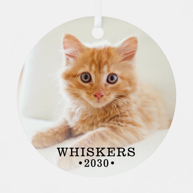 Cute Cat Photo Metal Tree Decoration (Front)