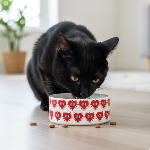 Cute Cat Photo Personalized Red Heart Bowl