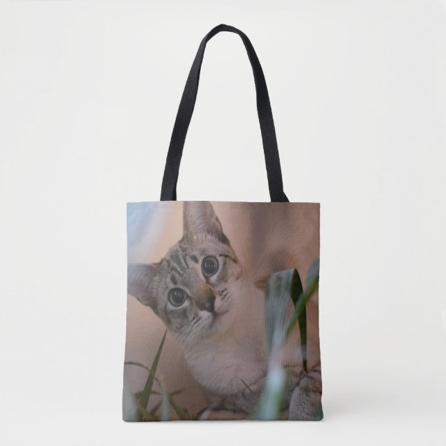 Cute Cat Photo Portrait Tote Bag (Front)