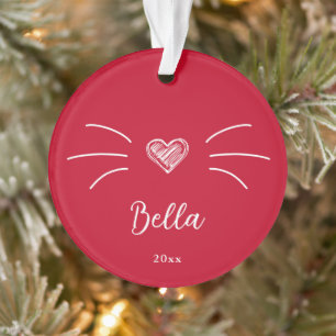 Cute Cat Photo Red  Ornament