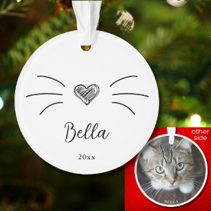 Cute Cat Photo White Ornament Whiskers