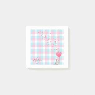 Cute Cat Pink Blue Monogram Post-it Notes