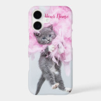 Cute Cat pink plume