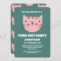 Cute Cat Pink Purrfect Pawty Birthday Party 