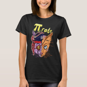 Cute Cat Pirate Pi Math Holiday Mathematics  Pi Da T-Shirt
