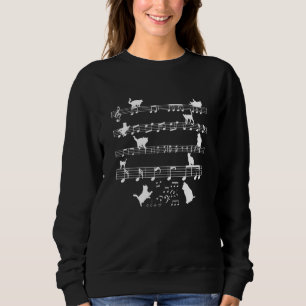 Cute Cat Play Music Notes For Cat Owner Sweatshirt