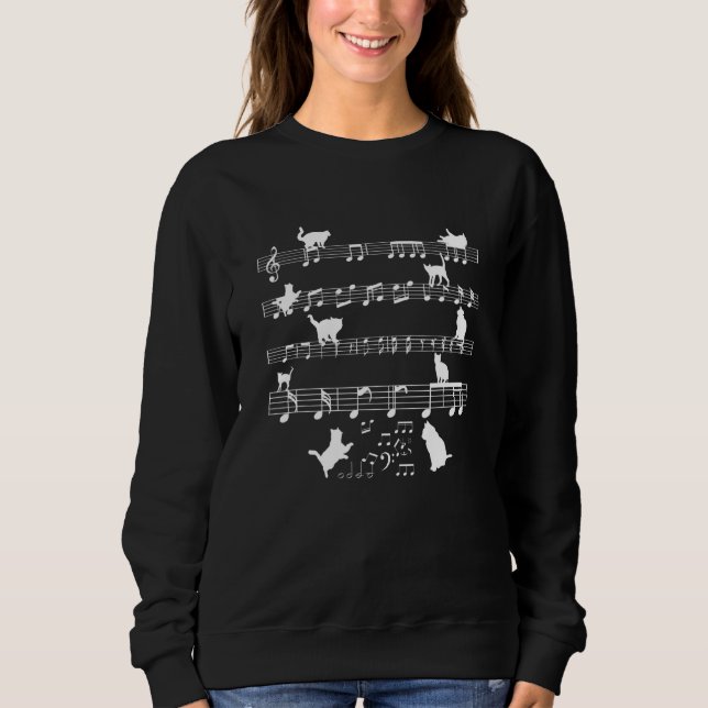 Cute Cat Play Music Notes For Cat Owner Sweatshirt (Front)