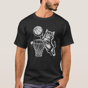 Cute Cat Playing Basketball Men Women Kids funny c T-Shirt