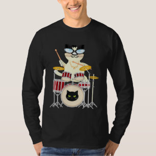 Cute Cat Playing Drum Drums & Cats   Drummer T-Shirt