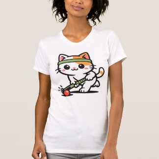 Cute Cat Playing Field Hockey T-Shirt