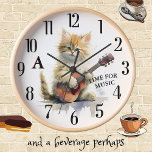 Cute Cat Playing Guitar Custom Monogram<br><div class="desc">Cute Cat Custom Monogram playing guitar for this wonderful wall clock -- you'll love it for yourself or great as a gift for the cat lover in your life.  Any design questions or special requests,  just send a chat or an email to charmdesignstudio@rcn.com and we'll be delighted to assist.</div>