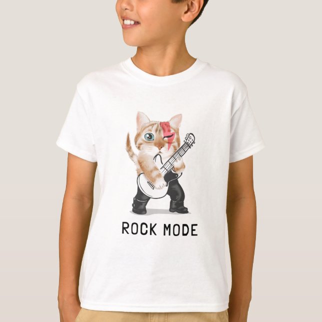 Cute cat playing guitar T-Shirt (Front)