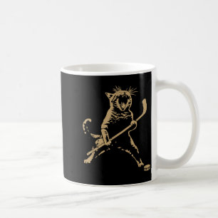 Cute Cat Playing Ice Hockey Lover Player Funny  Coffee Mug