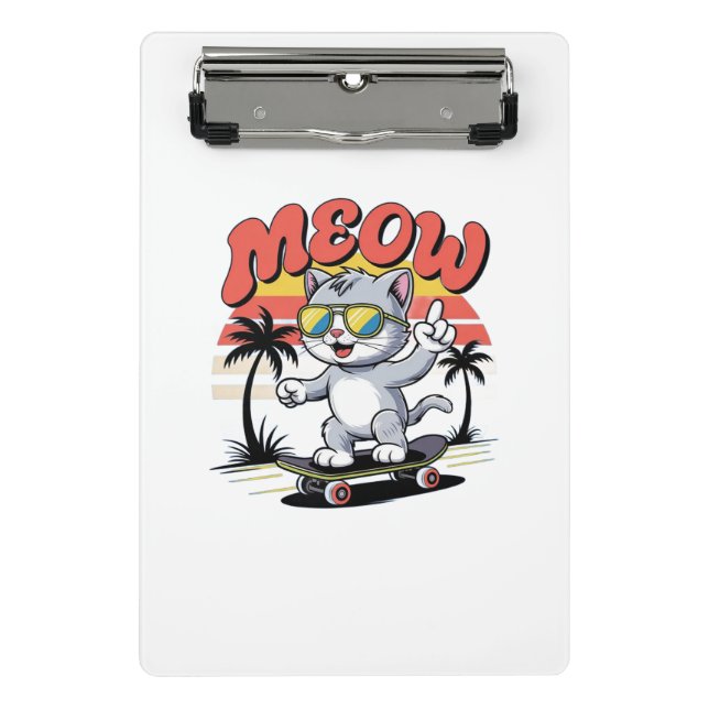 Cute cat playing in nice field mini clipboard (Front)