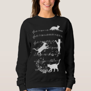 Cute Cat Playing Music Notes Jazz Day  Jazz Musi Sweatshirt
