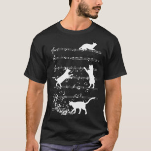 Cute Cat Playing Music Notes Jazz Day Jazz Musi T-Shirt