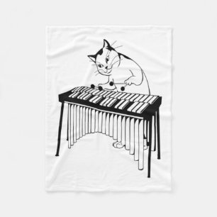 Cute Cat Playing Percussion Musical Xylophone Fleece Blanket