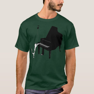 Cute Cat Playing Piano Funny Musician Art Gift 1 T-Shirt